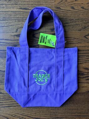 New Trader Joe’s Halloween Trick or Treat Purple Mini Canvas Tote Bag